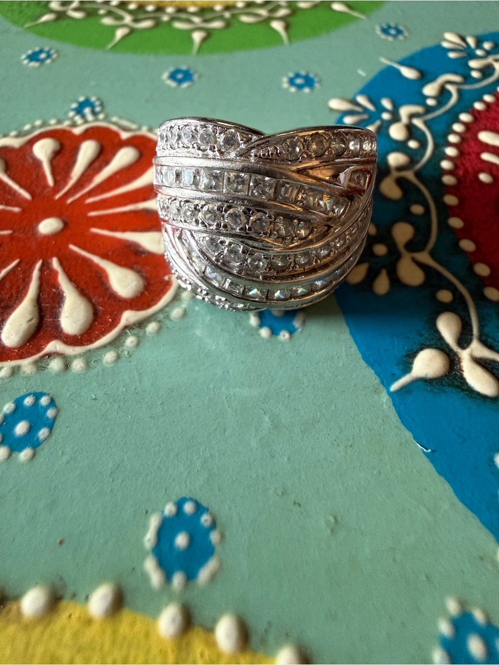 Silver Crystal Wave Ring - Women Jewelry stamped 925